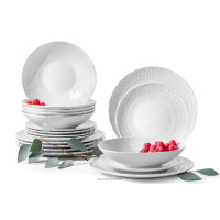 Elegancki zestaw obiadowy z porcelany biały 6 os. (18 el.) SOFIA