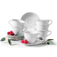 Filiżanka ze spodkiem z porcelany biały 6 szt. SOFIA
