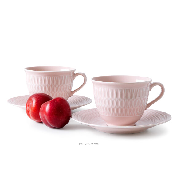 Filiżanka ze spodkiem 2 szt. z porcelany różowy SOFIA RÓŻANA