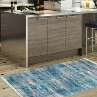 Antypoślizgowy dywan nowoczesny do kuchni - Blanka 02 - do prania w pralce - niebieski