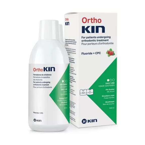KIN ORTHOKIN płyn do płukania jamy ustnej truskawkowo miętowy 500 ml