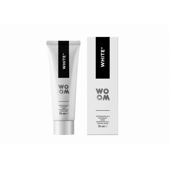 WOOM Nr 2 WHITE + naturalna pasta intensywnie wybielająca zęby 75 ml