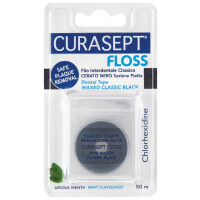 CURASEPT Floss Dental Tape - czarna Nić woskowana o miętowym smaku 50m
