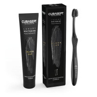 CURASEPT Whitening Luxury System CARBON BLACK - zestaw wybielająca pasta do mycia zębów + szczoteczka, 75 ml