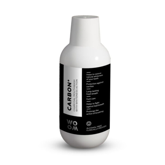 WOOM CARBON + 500ml - wybielający płyn z aktywnym węglem E1- termin 10/2024