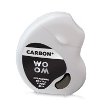 WOOM Carbon+ Nić Dentystyczna - antybakteryjna pęczniejąca nitka stomatologiczna z cząsteczkami węgla oraz ksylitolem 30 m