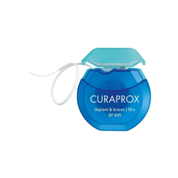 CURAPROX DF 845 Implant&Braces - nić ortodontyczna z gąbką czyszczącą do pielęgnacji implantów oraz aparatów ortodontycznych 50 odcinków