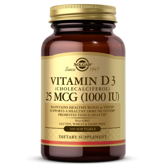 Solgar Witamina D3 1000 IU 25 mcg (100 kaps.) termin ważności 06/24!