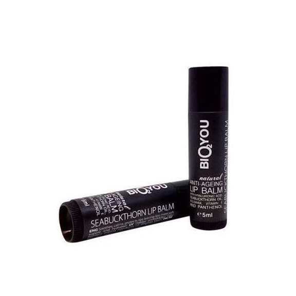 BIO2YOU Regeneracyjny balsam przeciwstarzeniowy do ust z kwasem hialuronowym, masłem Shea, woskiem pszczelim, panthenolem, wit. E i rokitnikiem 5 ml
