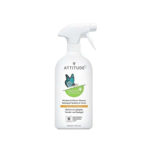 Attitude Eco Cleaner spray do szyb, okien i luster o zapachu skórki cytrynowej, 800 ml