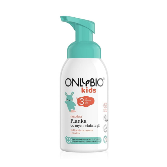 OnlyBio Kids łagodna pianka do mycia ciała i rąk od 3. roku życia 300ml (E1)