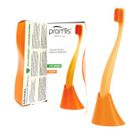 PROMIS COMBO PACK - szczoteczka do zębów pomarańczowa + stojak