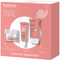 FLOSLEK - Zestaw SNAIL Odnowa skóry (Krem-żel naprawczy + Krem wokół oczu i ust + Krem do rąk)