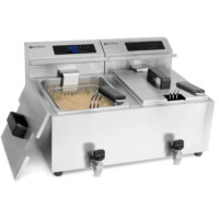 Gastronomiczna frytownica z panelem cyfrowym Mastercook z kranem spustowym - 2x 8 l
