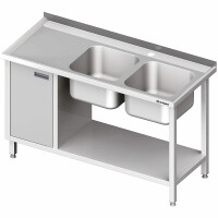 Stół ze zlew 2-kom.(P), z szafką i półką 1500x700x850 mm
