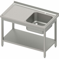 Stół ze zlewem 1-kom.(P),z półką 800x700x850 mm spawany, blat tłoczony