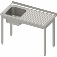 Stół ze zlewem 1-kom.(L),bez półki 1300x600x850 mm skręcany, blat tłoczony