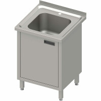 Zlew nierdzewny, drzwi skrzydłowe 500x600x850 mm, blat tłoczony