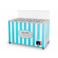 Dystrybutor do lodów, konserwator Retro 8 TUB okrągłe kuwety | 1283x670x895 mm | GELATO POZETTI 8 BLUE | Resto Quality GELATO POZETTI 8 BLUE