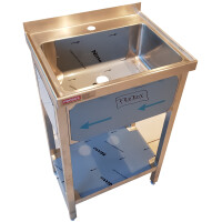 Zlew nierdzewny na nogach, zlew gastronomiczny PROBOX Sanepid - stojący z półką 50-40-85 cm PX155 | PROBOX PX 155