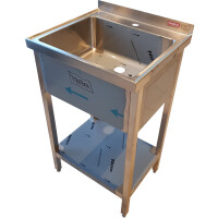 Zlew nierdzewny na nogach, zlew gastronomiczny PROBOX Sanepid - stojący z półką 50-45-85 cm PX156 | PROBOX PX 156