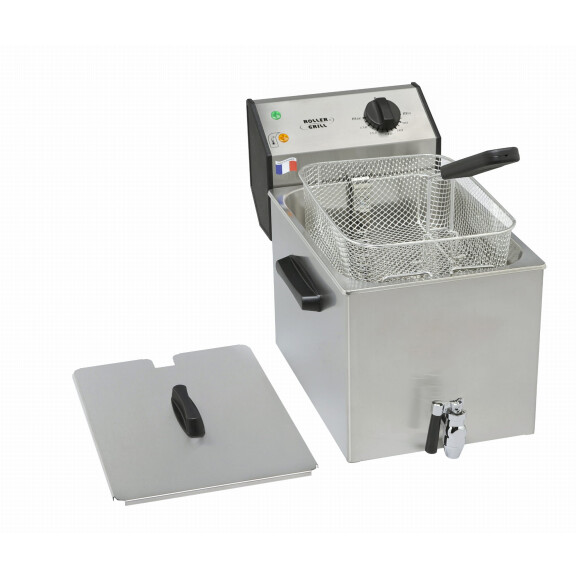 Frytownica gastronomiczna nastawna, 1-komorowa z kranem, V 8 l, P 3.4 kW