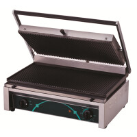 Grill profesjonalny elektryczny kontaktowy panini szeroki RN102 | 2 płyty ryflowane