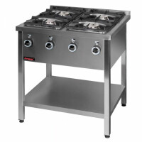 Trzon gastronomiczny gazowy na podstawie otwartej 4-palnikowy 2x4,5kW + 2x7,5kW