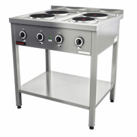 Trzon gastronomiczny elektryczny na podstawie otwartej 4-płytowy 3x2,6kW + 1x2,0kW