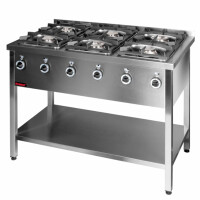 Trzon gastronomiczny gazowy na podstawie otwartej 6-palnikowy 2x4,5kW + 2x7,5kW + 2x9,0kW