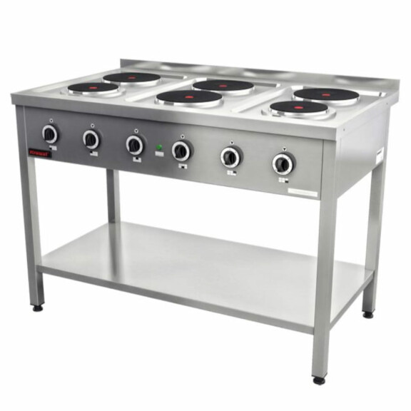 Trzon gastronomiczny elektryczny na podstawie otwartej 6-płytowy 4x2,6kW + 2x2,0kW