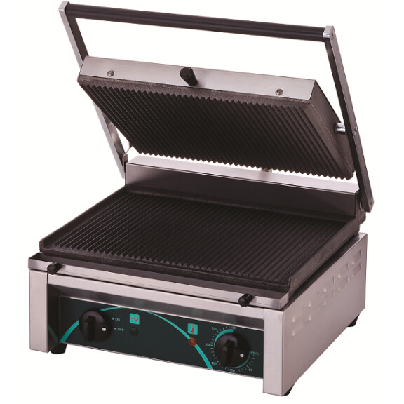 Grill gastronomiczny | elektryczny kontaktowy panini RN101-A | 2 płyty ryflowane