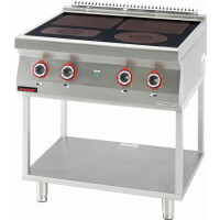 Trzon gastronomiczny elektryczny ceramiczny 4 pola 2x4kW + 2x2,1kW na podstawie szkieletowej