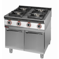 Trzon gastronomiczny gazowy 4 palnikowy 1x4,5kW+ 1x7,5kW + 2x9,0 kW na podstawie szafkowej zamkniętej